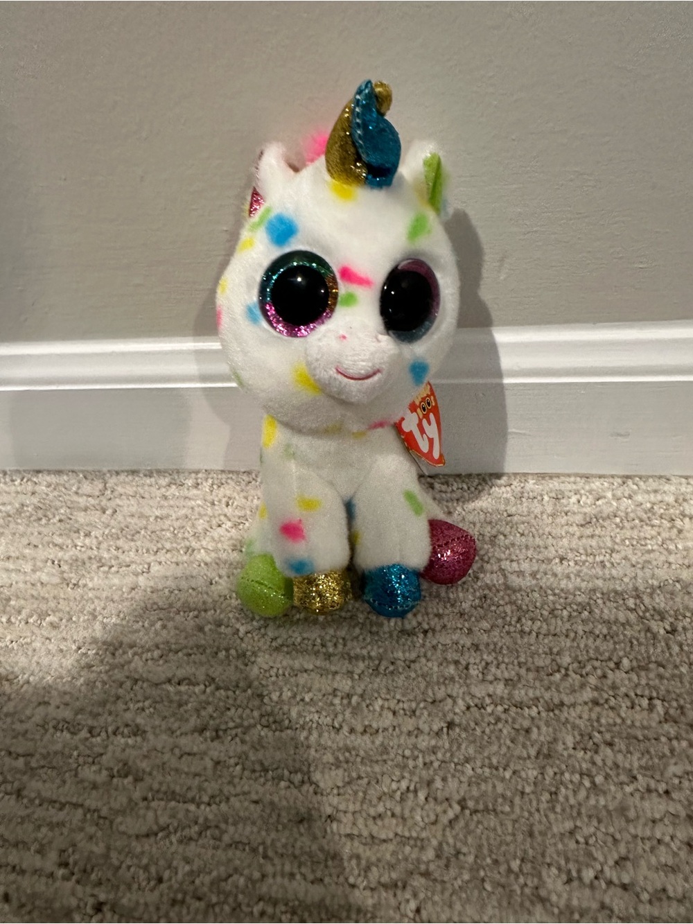 TY Beanie Boos Harmonie Multicolor Spot Sparkle Unicorn Plush Stuffed Animal 6"